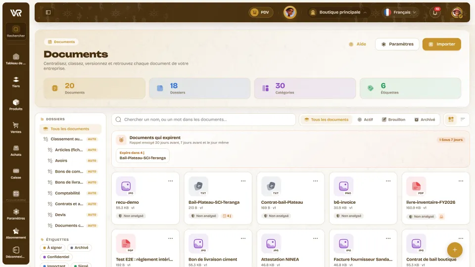 GED Wurus : dossiers du classement automatique, recherche, documents qui expirent et cartes de documents