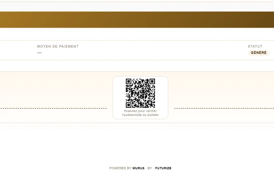 Gros plan du pied d’un bulletin : le QR code de vérification et les signatures